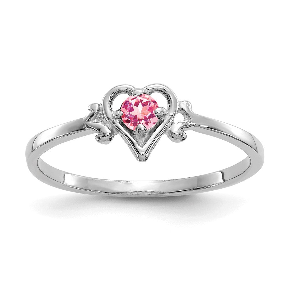 Casted;Polished;14K White gold;Genuine;Pink tourmaline