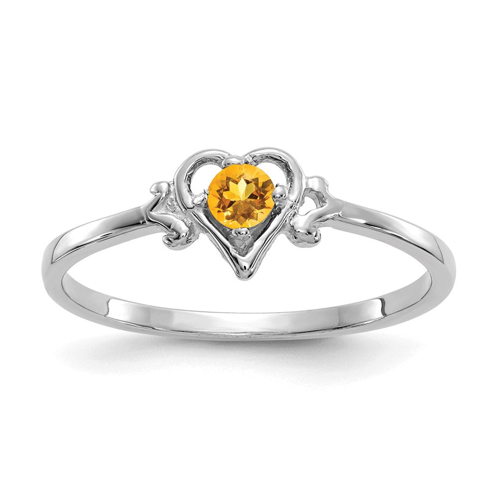 Casted;Polished;14K White gold;Genuine;Citrine