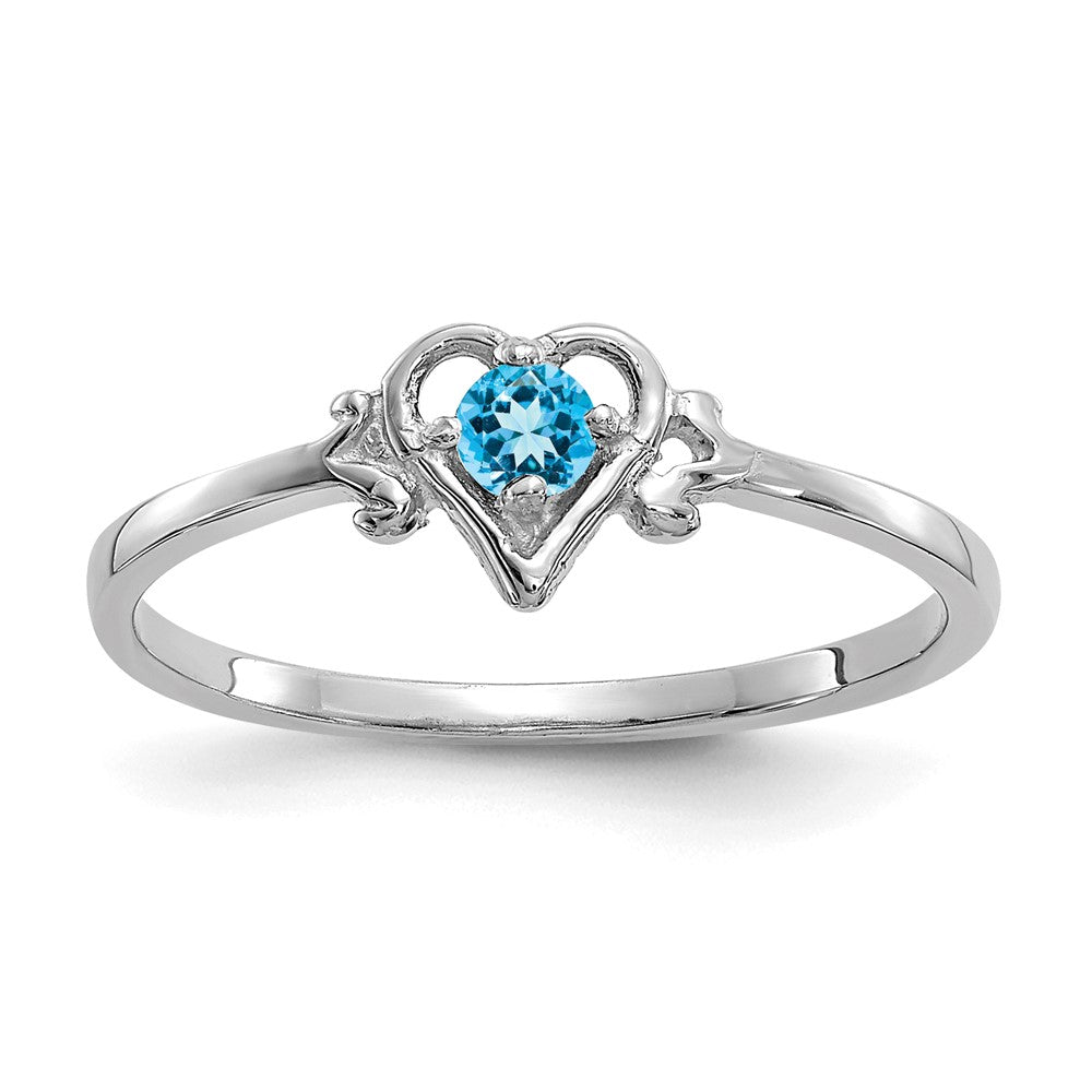 Casted;Polished;14K White gold;Genuine;Blue topaz