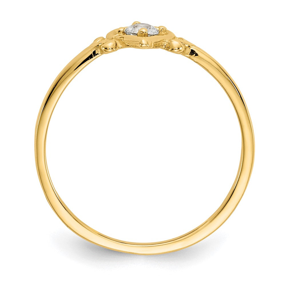14k 3mm Round Aquamarine Birthstone Heart Ring