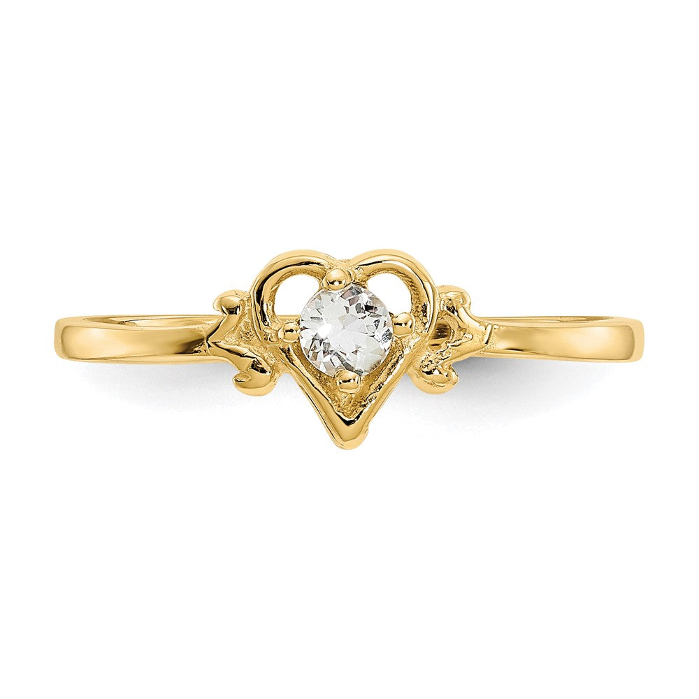 14k 3mm Round Aquamarine Birthstone Heart Ring
