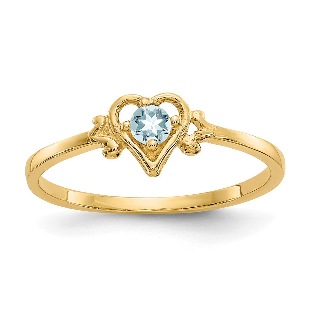 Casted;Polished;14k Yellow gold;Genuine;Aquamarine
