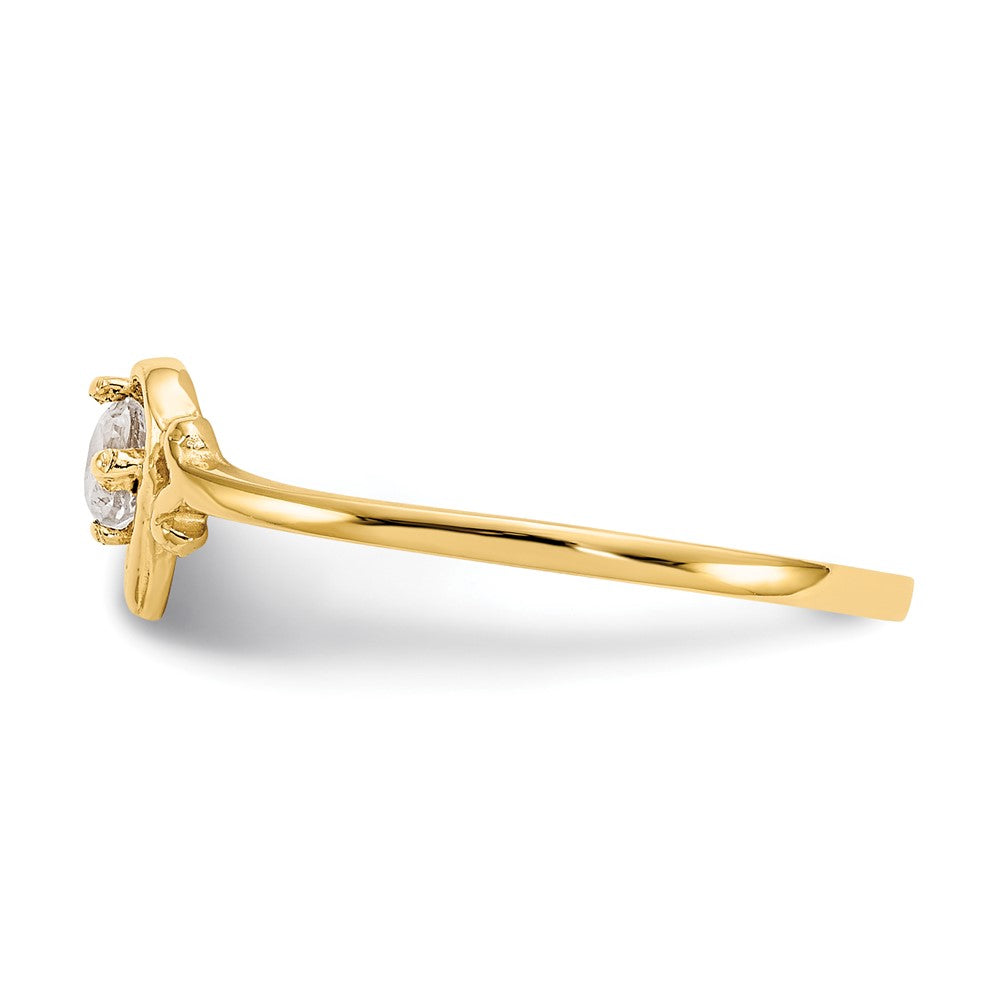 14k 3mm Round White Topaz Birthstone Heart Ring