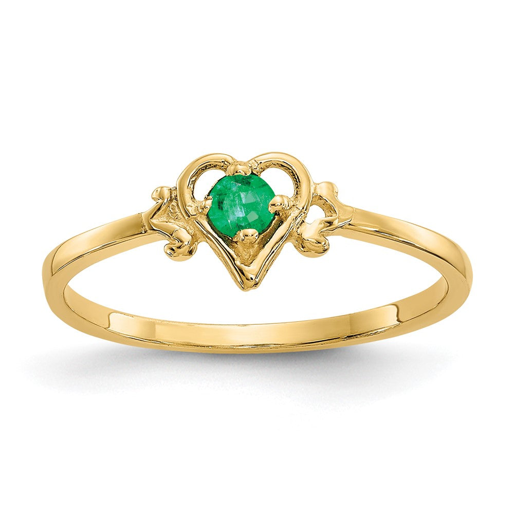 Casted;Polished;14k Yellow gold;Genuine;Emerald