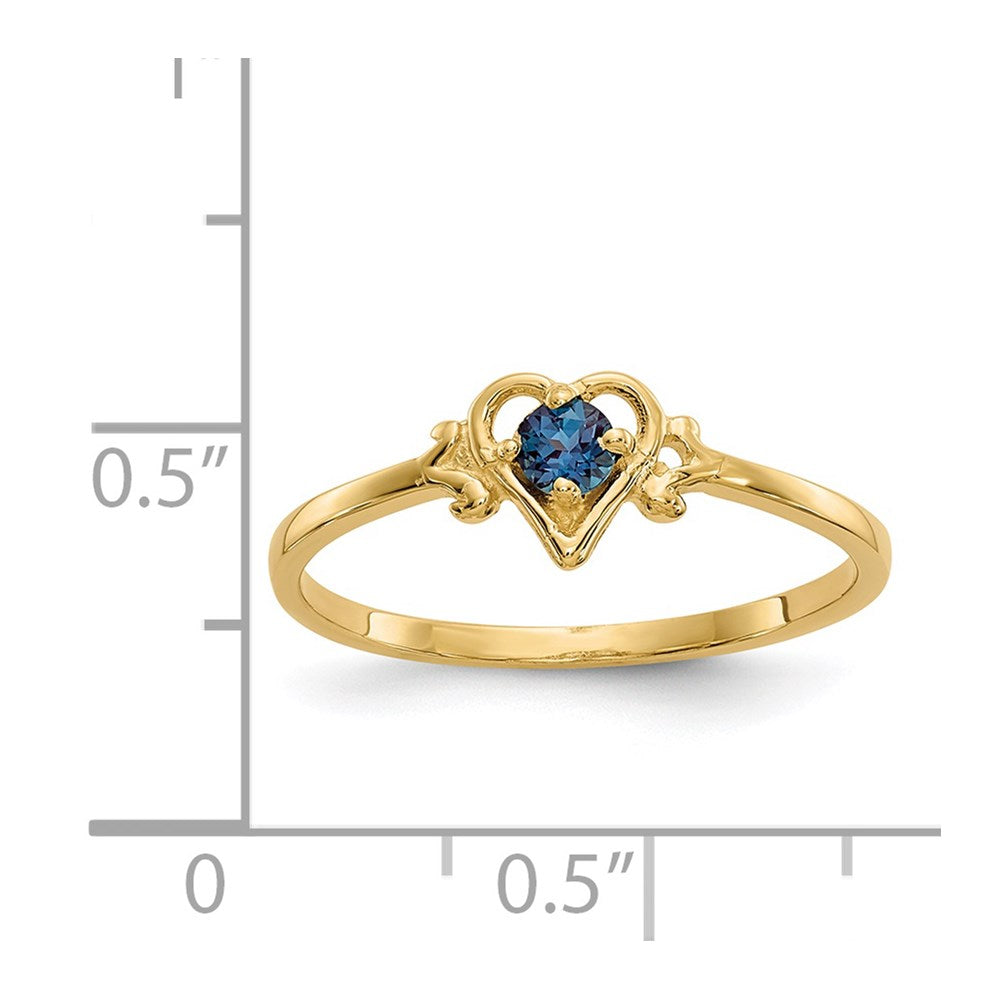 14k 3mm Round Lab Created Alexandrite Birthstone Heart Ring