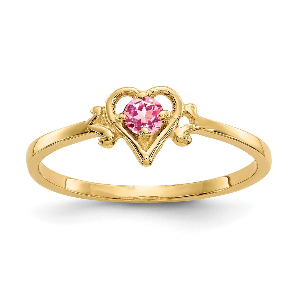 Casted;Polished;14k Yellow gold;Genuine;Pink tourmaline