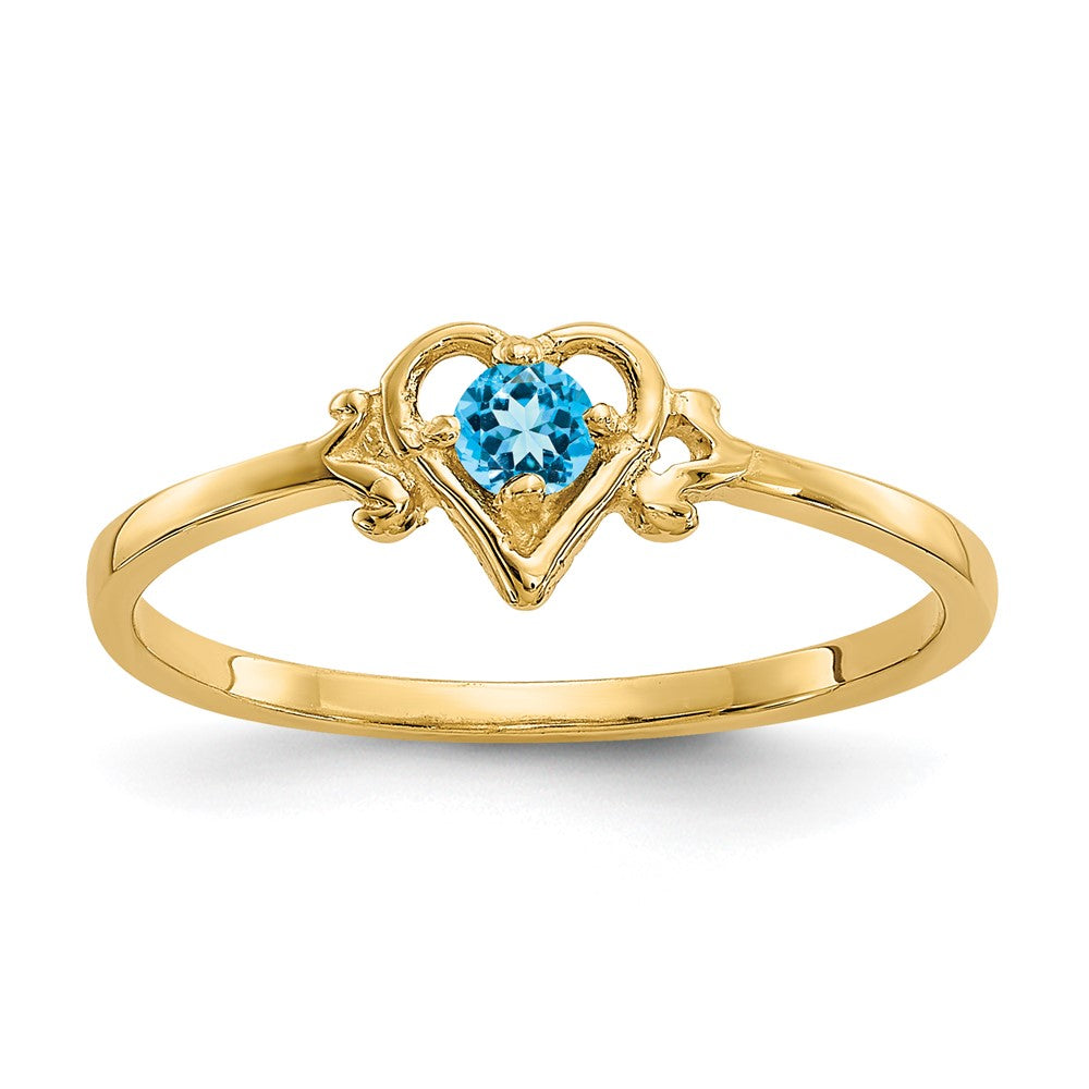 Casted;Polished;14k Yellow gold;Genuine;Blue topaz