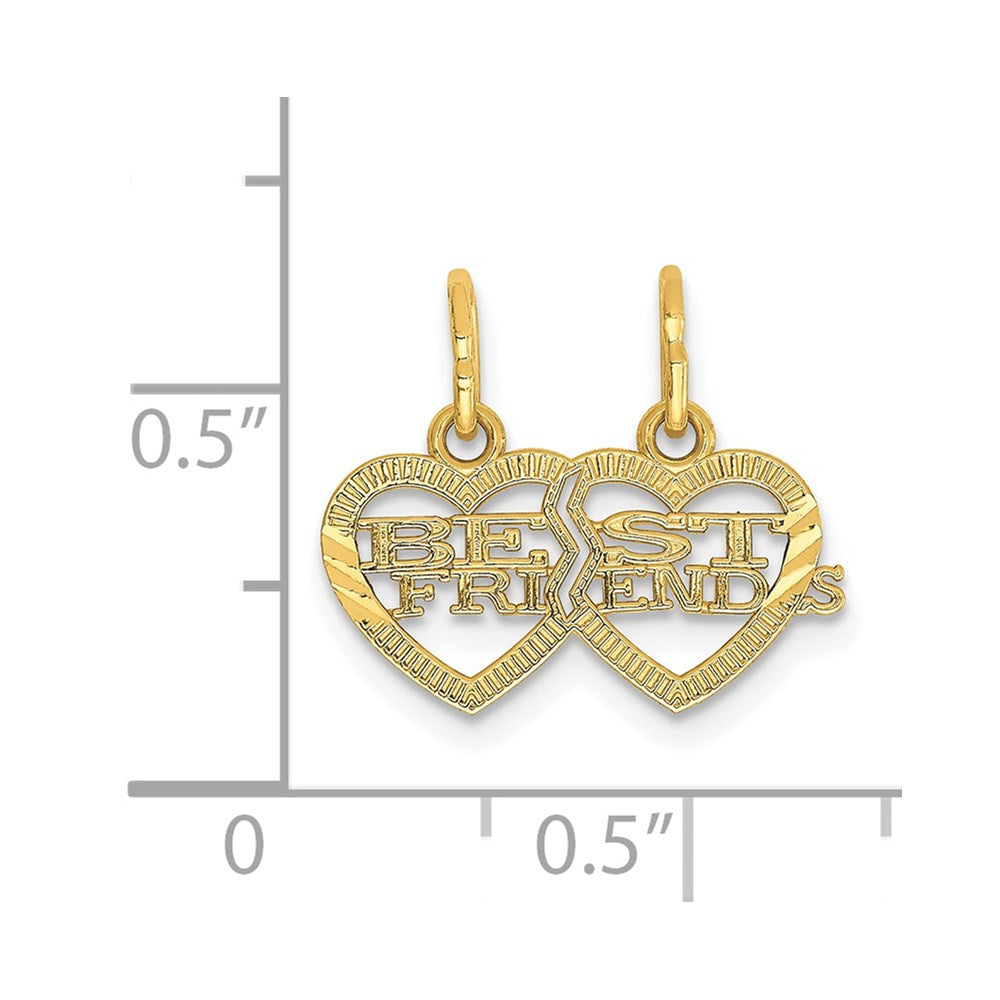 14k Double Heart BEST FRIENDS 2-Piece Break-apart Charm