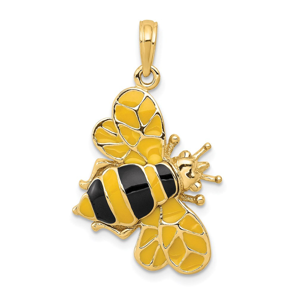 Solid;Polished;3-D;14k Yellow gold;Enamel
