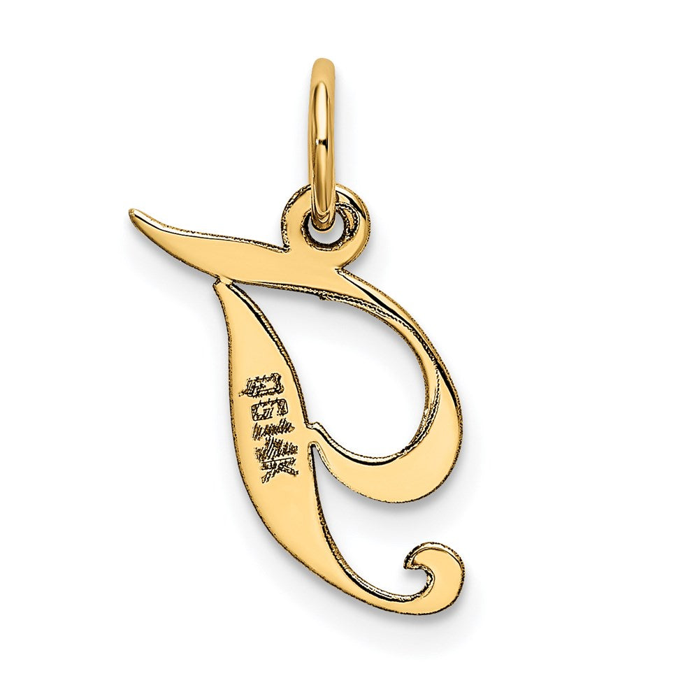 14K Small Fancy Script Letter T Initial Charm