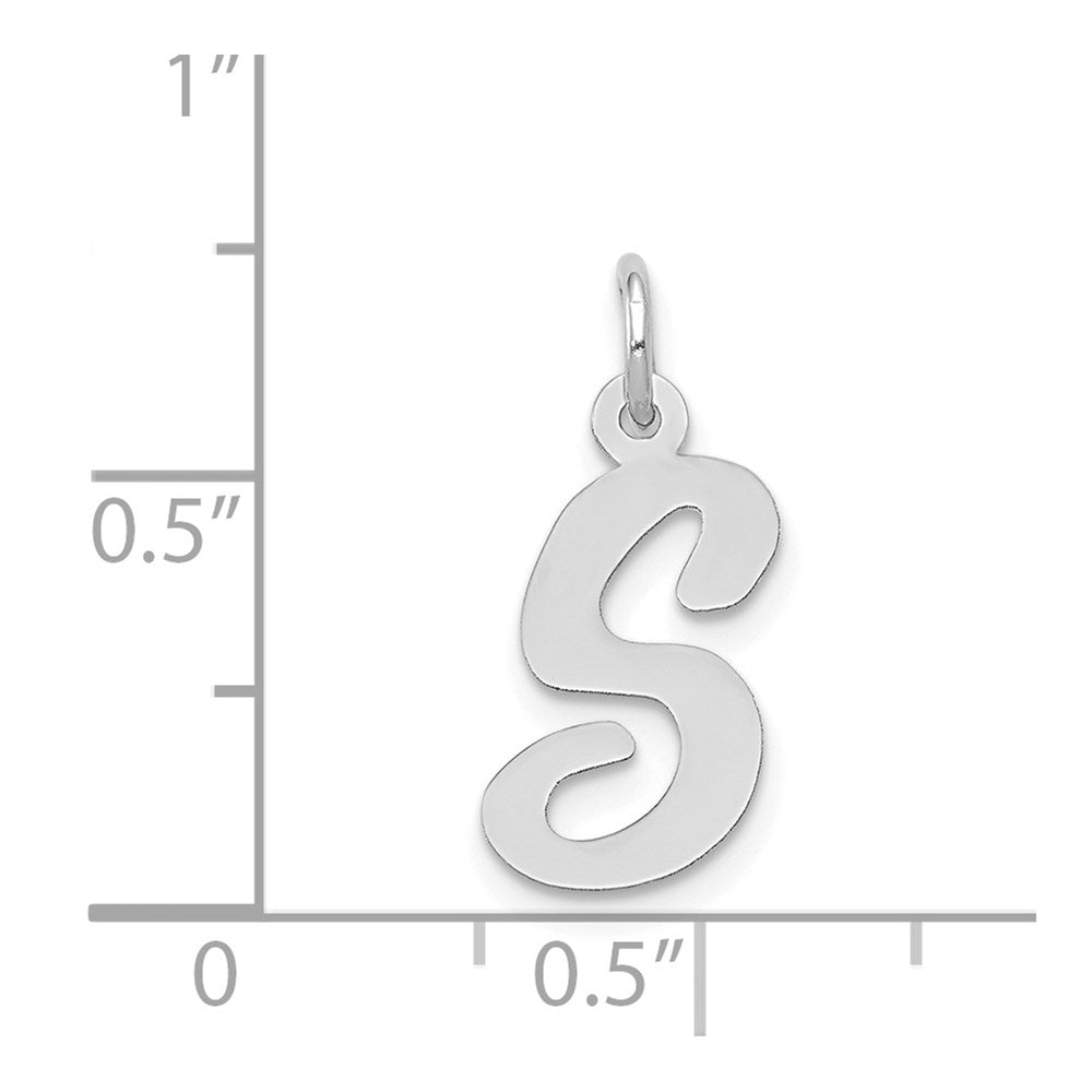 14k White Gold Medium Script Letter S Initial Charm