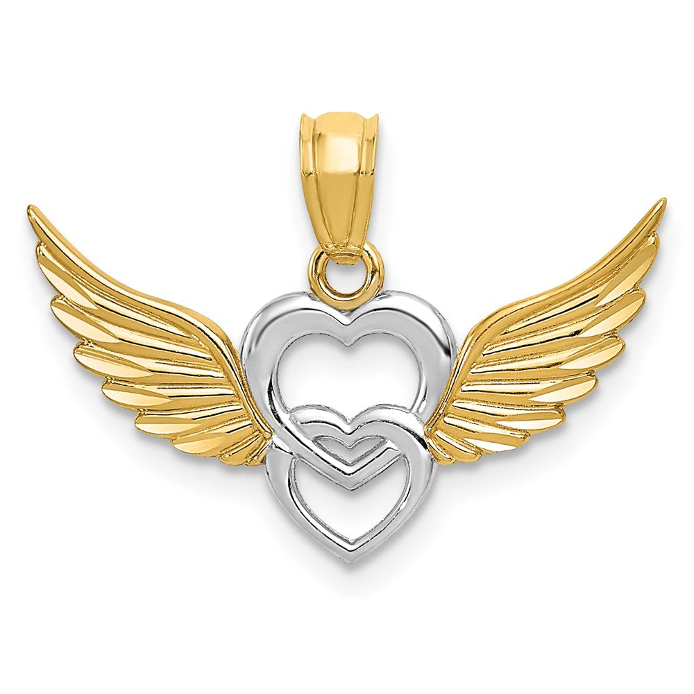 Diamond-cut;Polished;14K Yellow gold & rhodium;Textured back