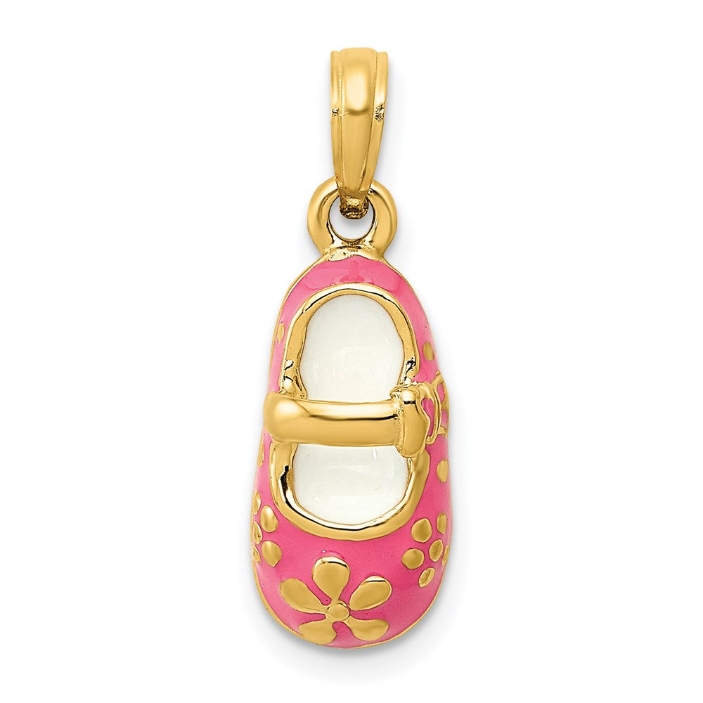 Solid;Polished;14k Yellow gold;Enamel;Textured back