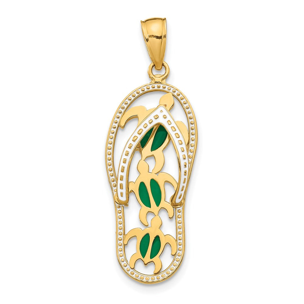 Solid;Casted;14k Yellow gold;Enamel;Textured;Textured back