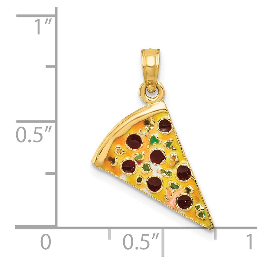 14k Multi-color Enameled Pizza Slice Pendant