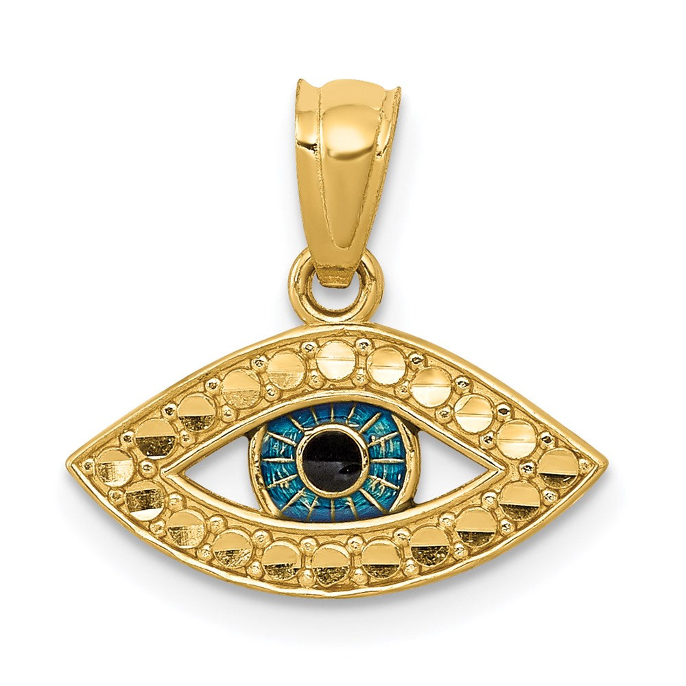 Solid;Casted;Diamond-cut;Polished;14k Yellow gold;Enamel