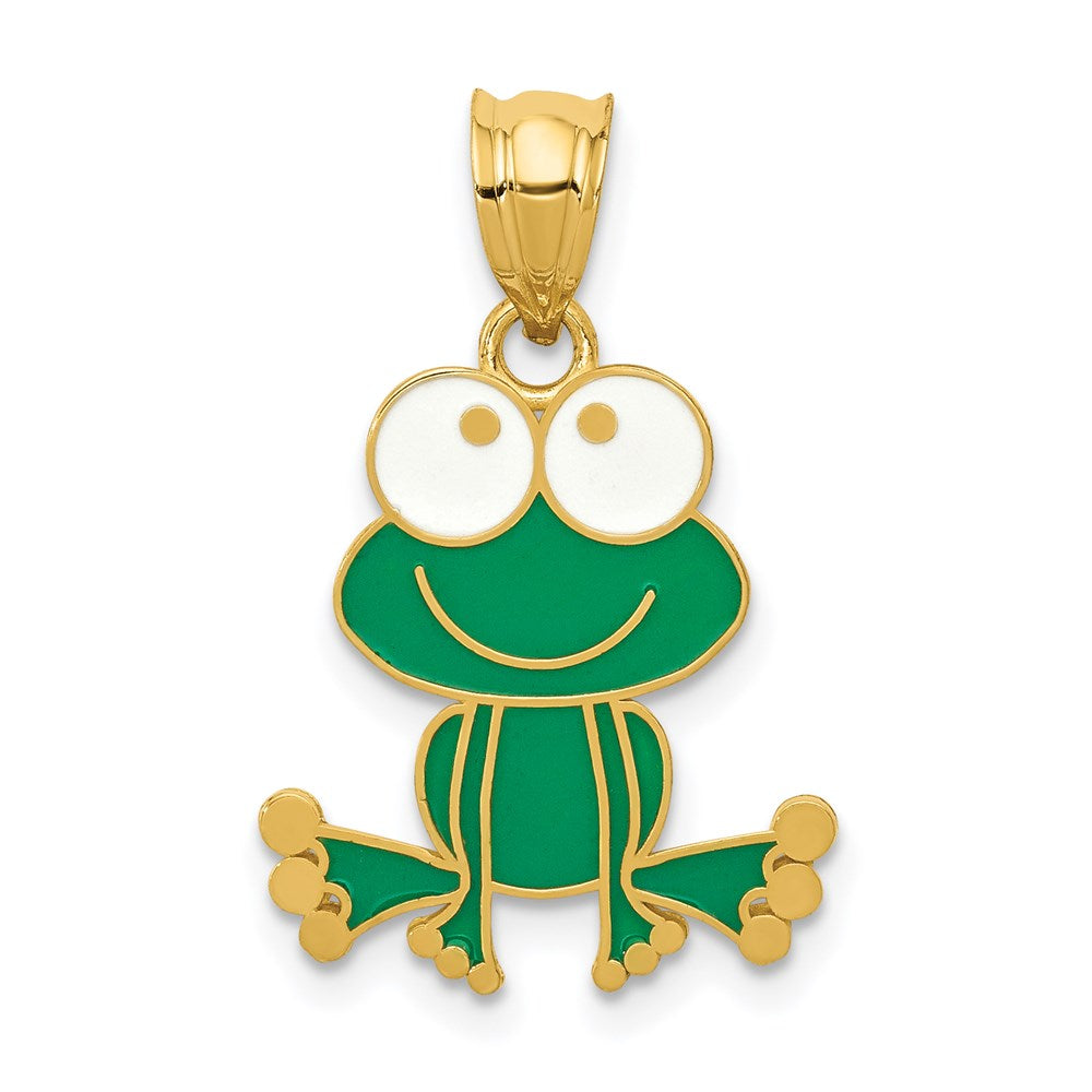 Solid;Casted;Polished;14k Yellow gold;Enamel;Textured back