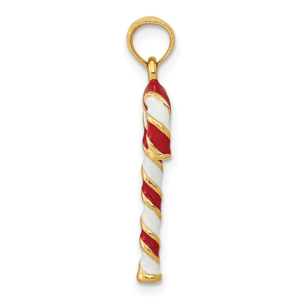 14k 3-D Enameled Candy Cane Charm