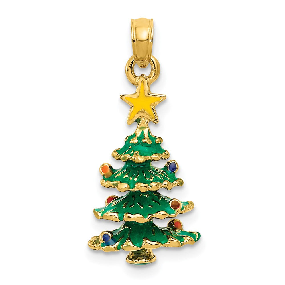 Solid;Polished;3-D;14k Yellow gold;Enamel;Textured