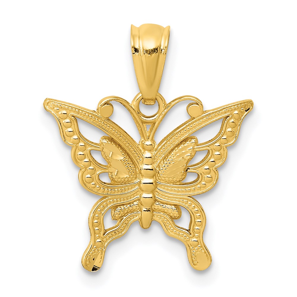 Diamond-cut;Polished;14k Yellow gold;Textured