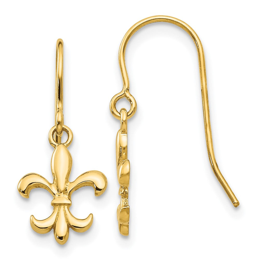 Polished;14k Yellow gold;Shepherd hook;Dangle