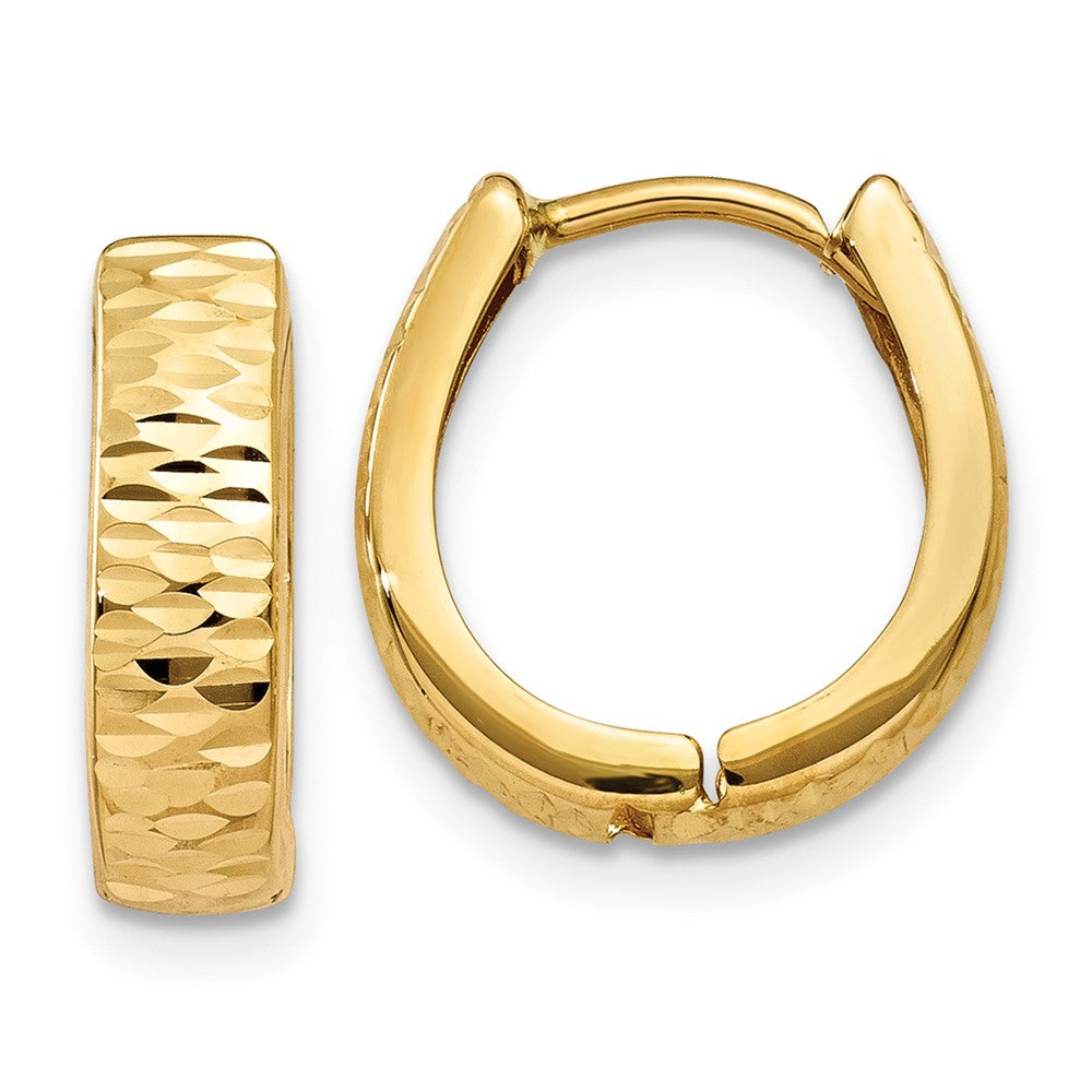 Diamond-cut;Polished;14k Yellow gold;Open back;Hinged hoop