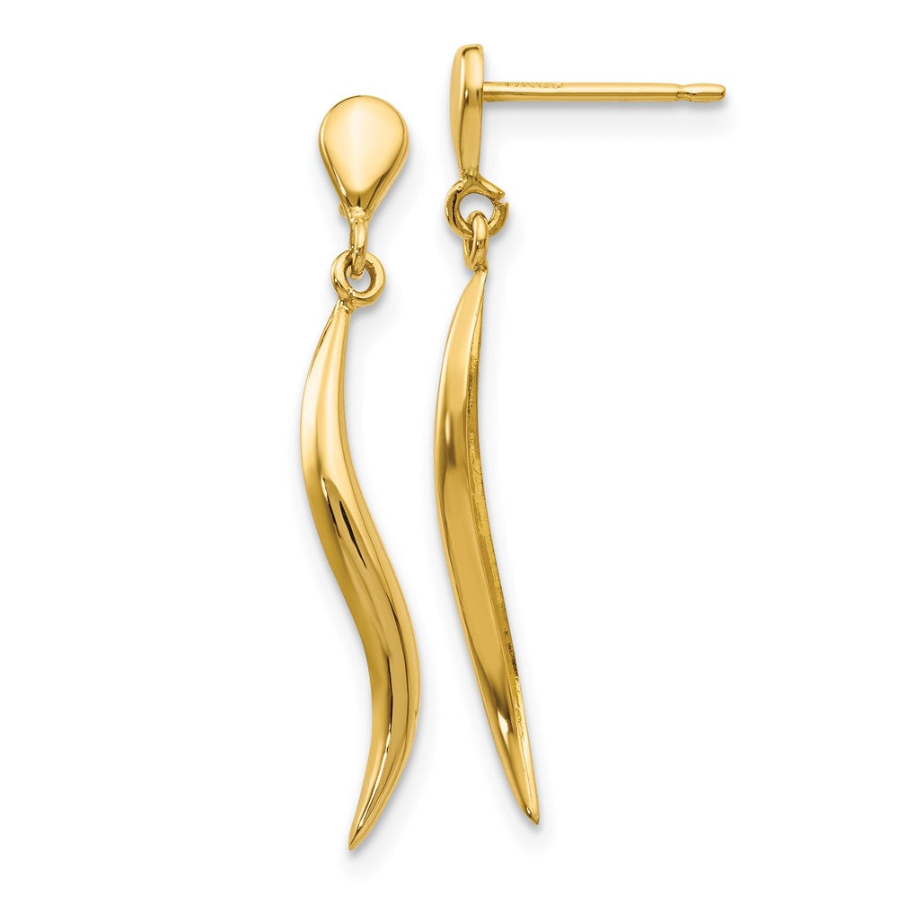 Polished;14k Yellow gold;Post;Dangle