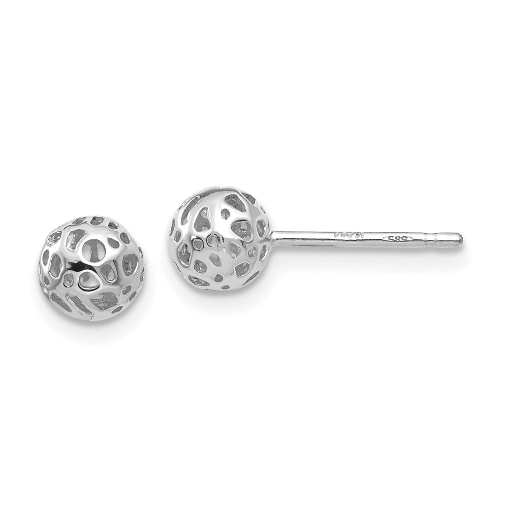 Polished;14K White gold;Post;Cut-out