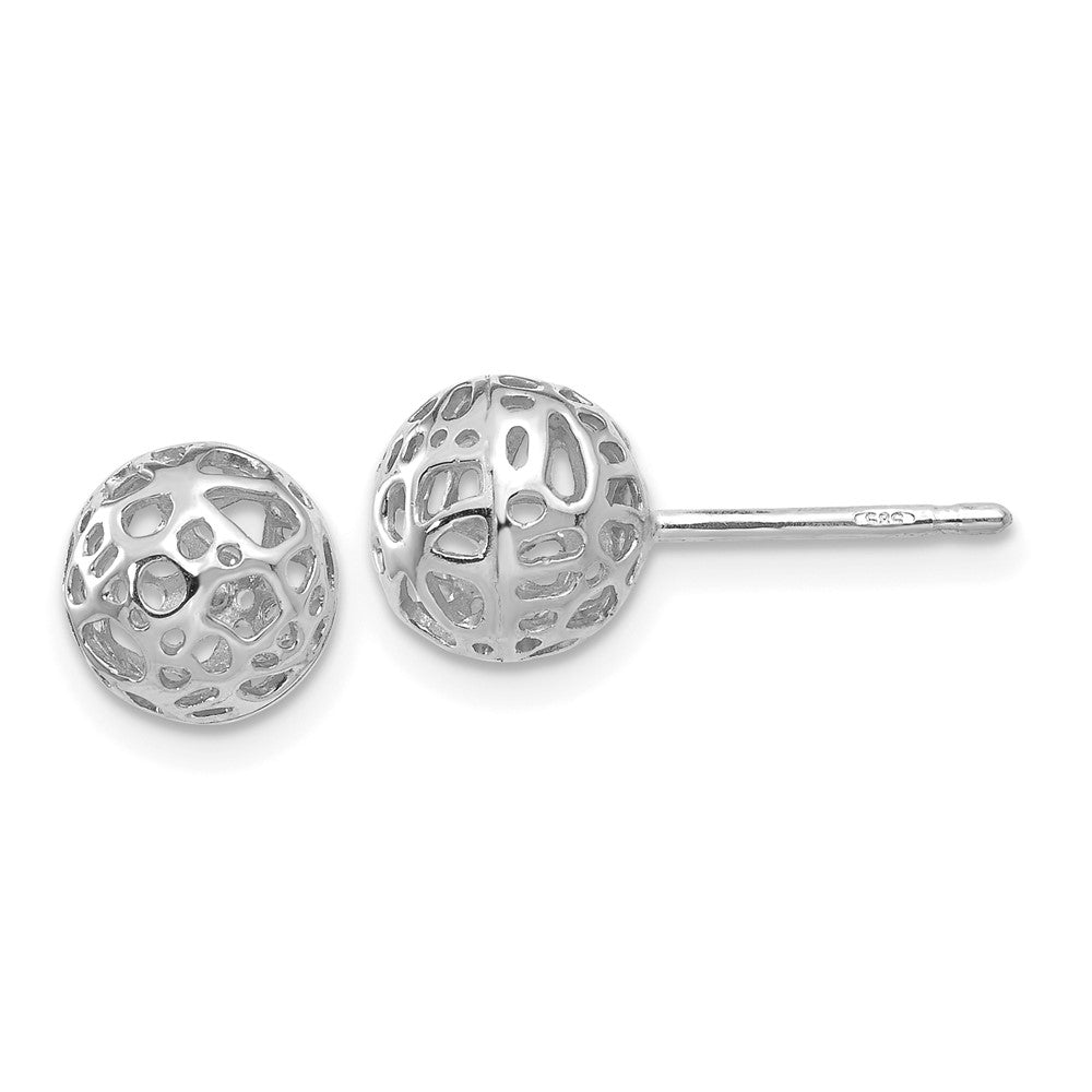 Polished;14K White gold;Post;Cut-out