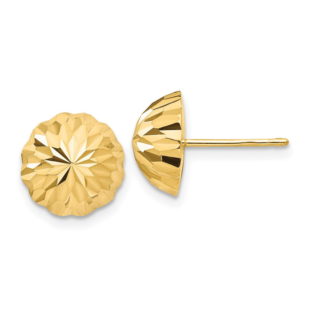 Diamond-cut;Polished;14k Yellow gold;Post;Domed