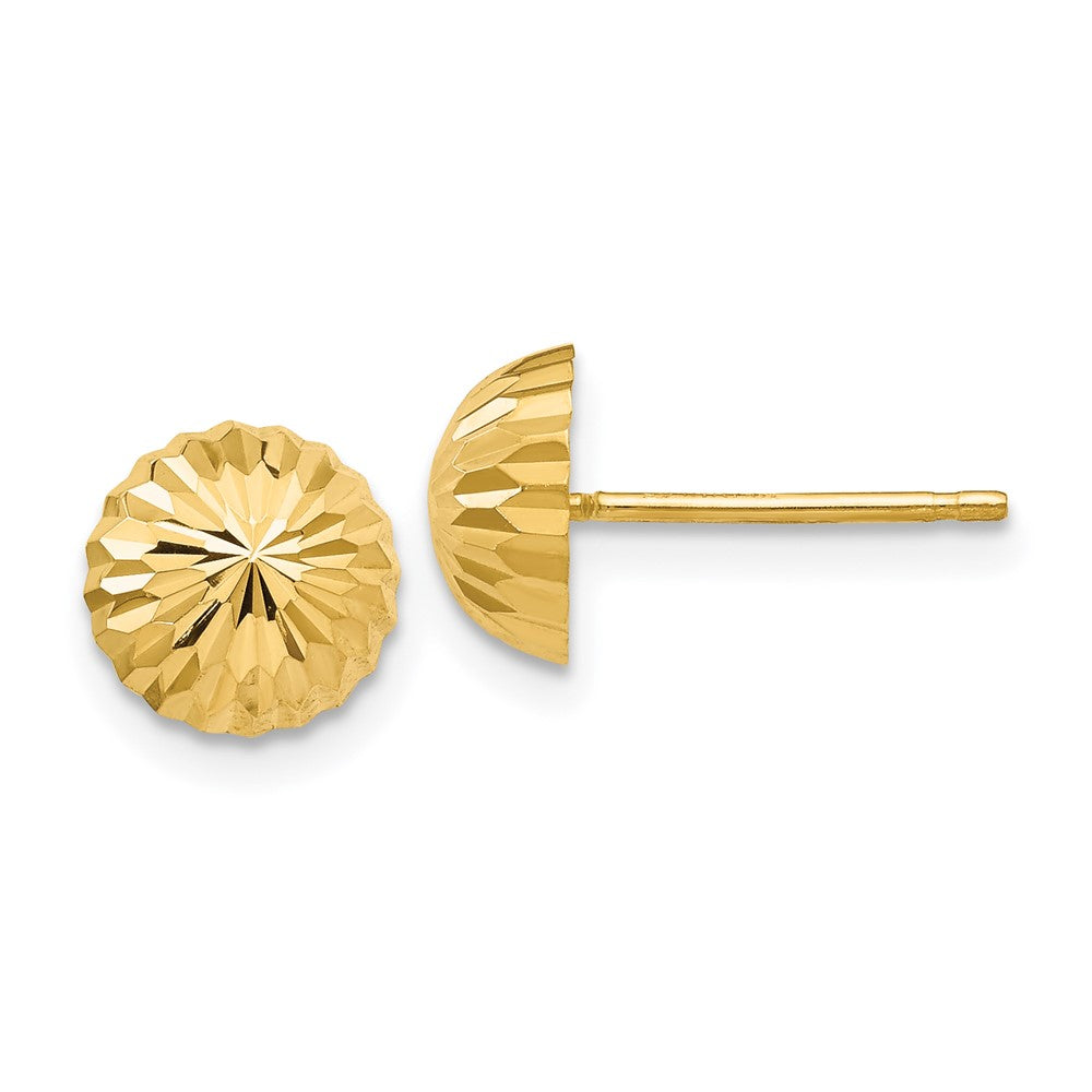 Diamond-cut;Polished;14k Yellow gold;Post;Domed