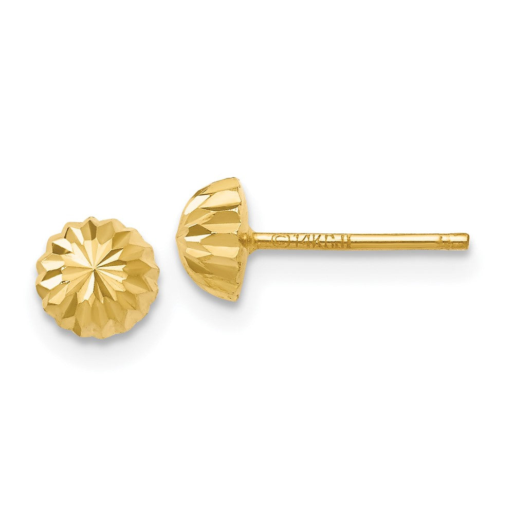 Diamond-cut;Polished;14k Yellow gold;Flat back;Post;Domed