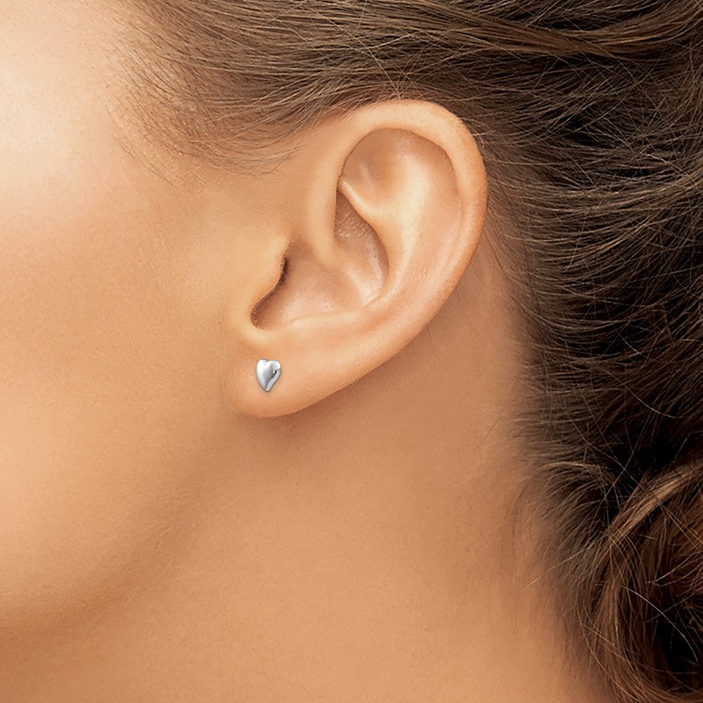 14k White Polished Heart Post Earrings