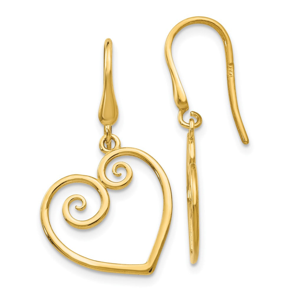 Polished;14k Yellow gold;Shepherd hook;Dangle