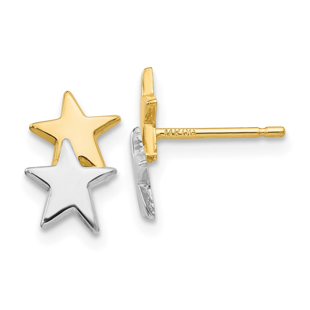 Polished;Post;14K Yellow gold & rhodium