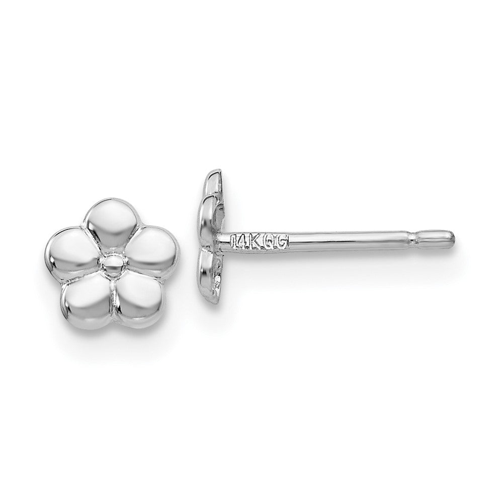 Polished;14K White gold;Post;Flower