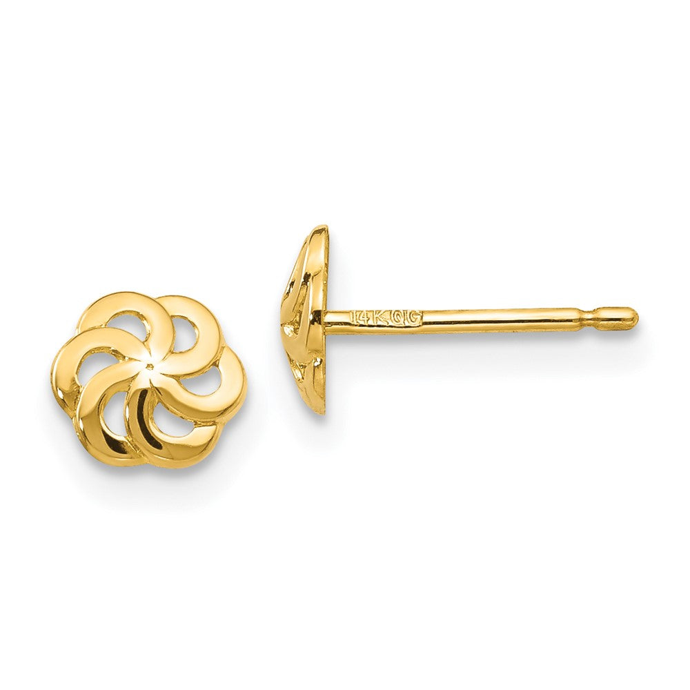 Polished;14k Yellow gold;Post;Flower