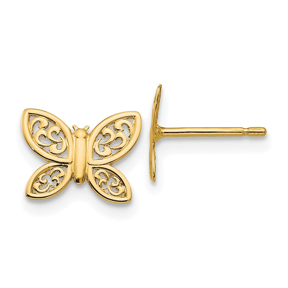 Polished;14k Yellow gold;Post