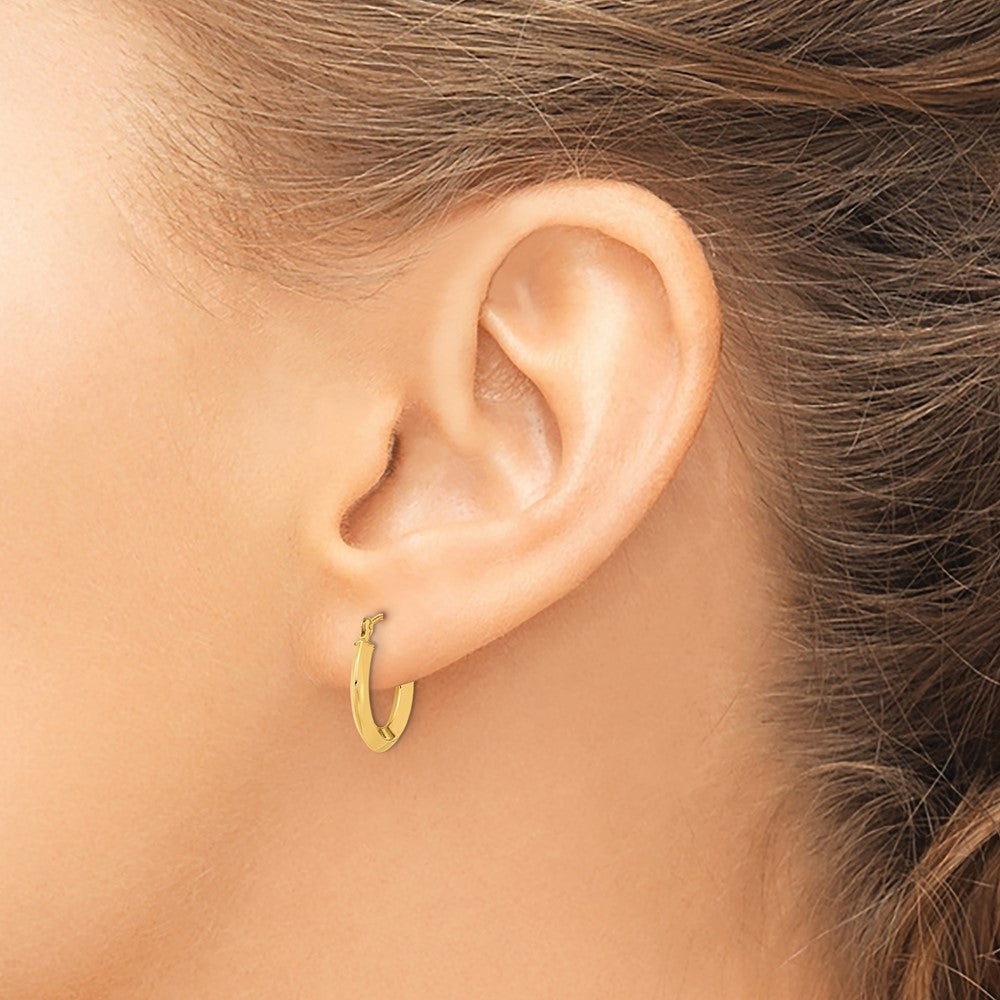 14k 2x15mm Polished Knife-Edge Tube Hoop Earrings