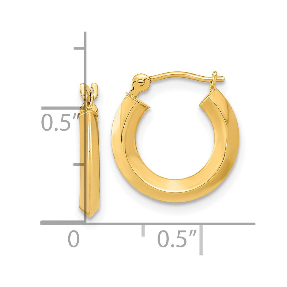 14k 2x15mm Polished Knife-Edge Tube Hoop Earrings
