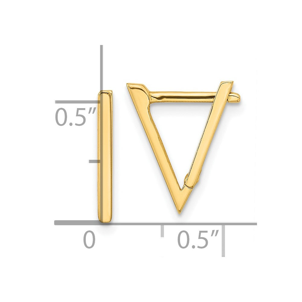 14K Polished Triangle Hoop Earrings