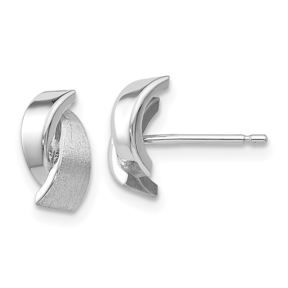 14K White gold;Open back;Post;Polished & satin