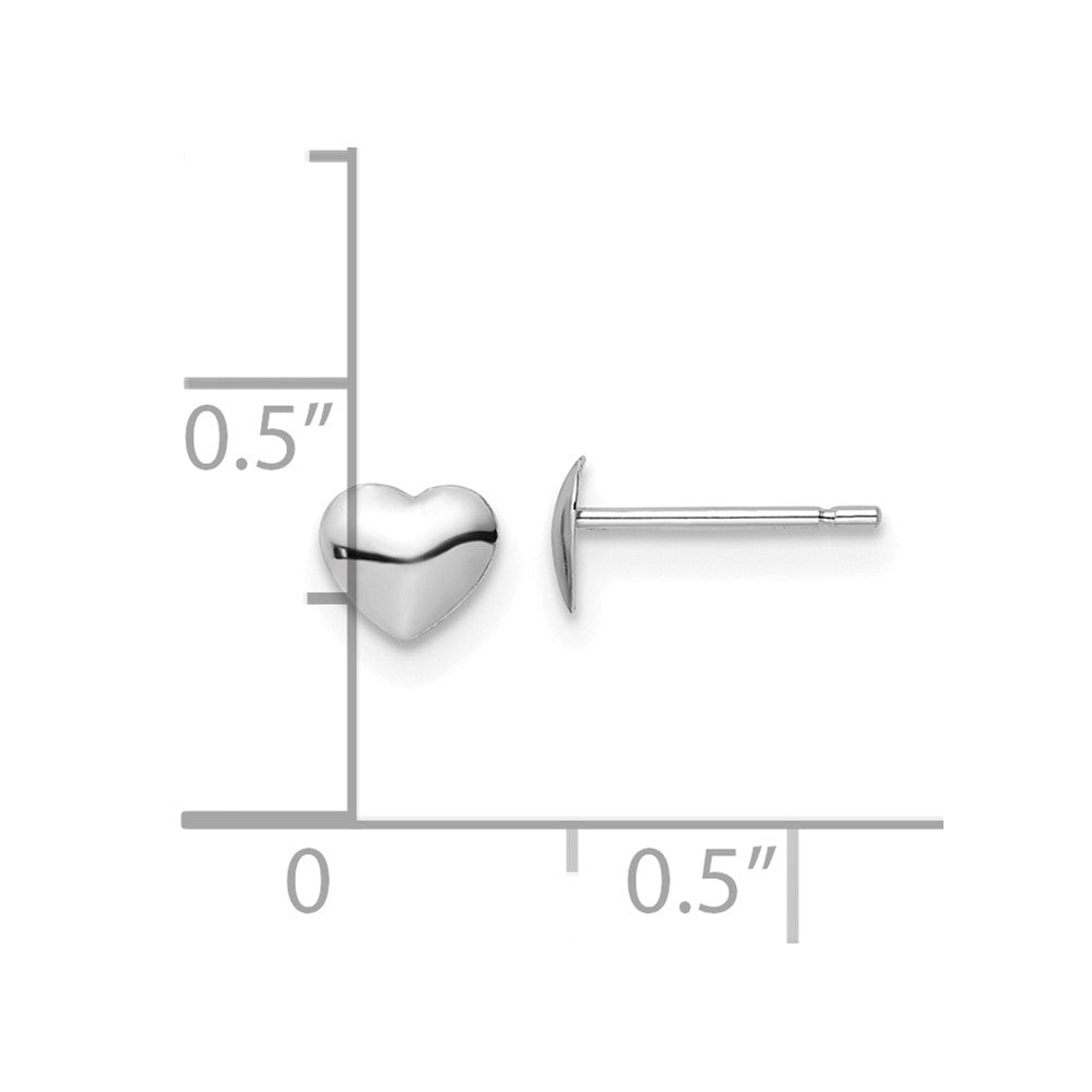 14K White Gold Polished Heart Post Stud Earrings