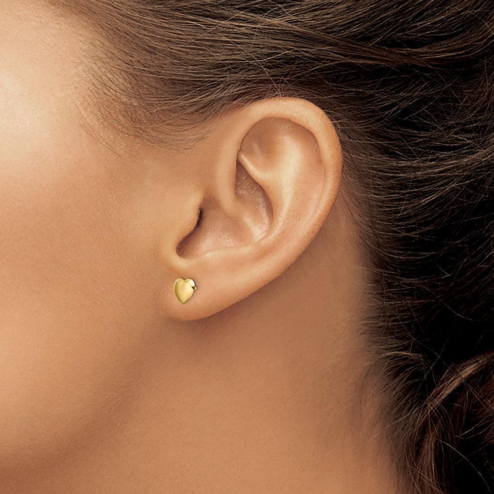 14K Polished Heart Post Earrings