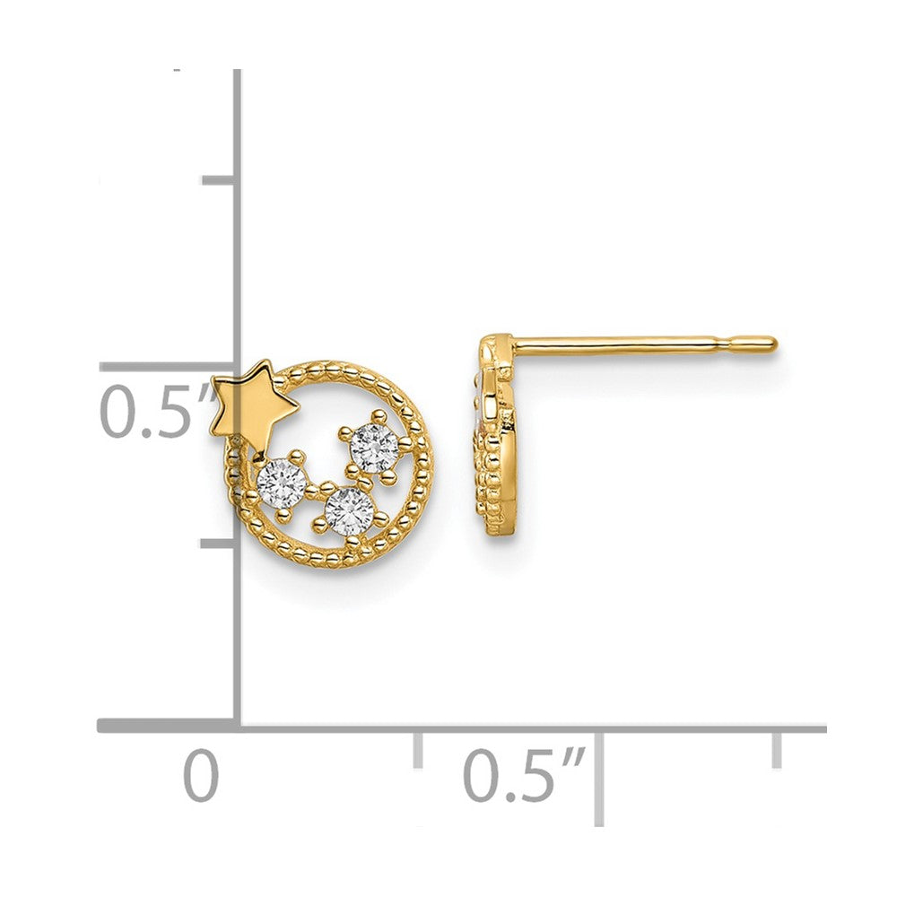 14k CZ Stars Post Earrings