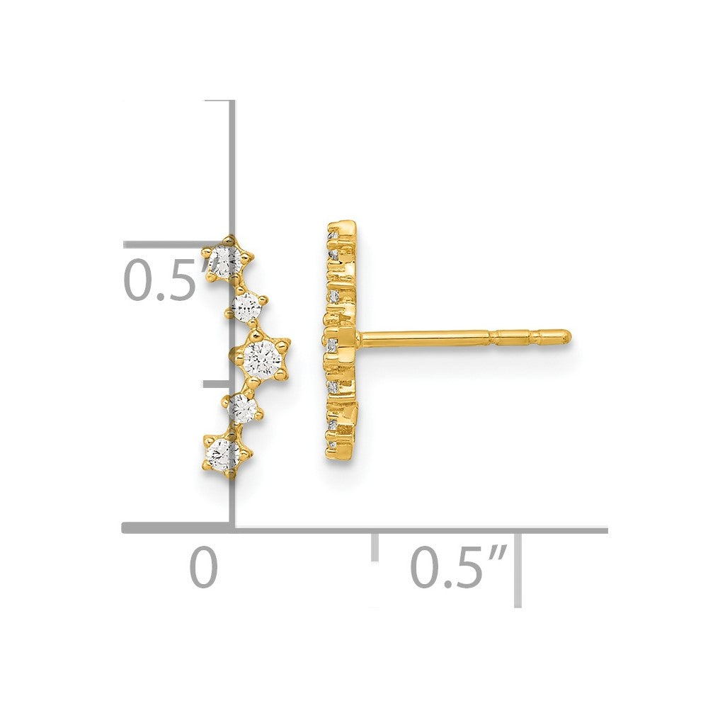 14K Polished Fancy CZ Post Earrings