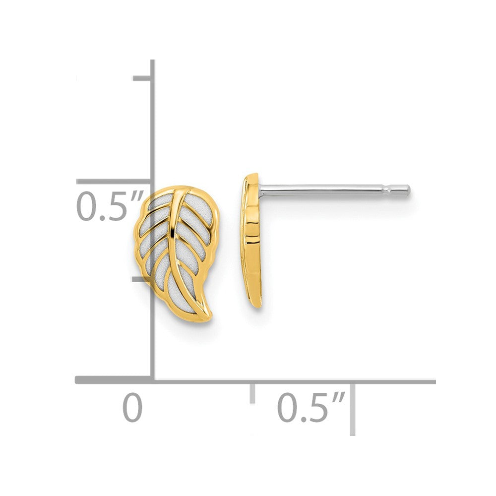 14K Two Tone Leaf Post Earrings