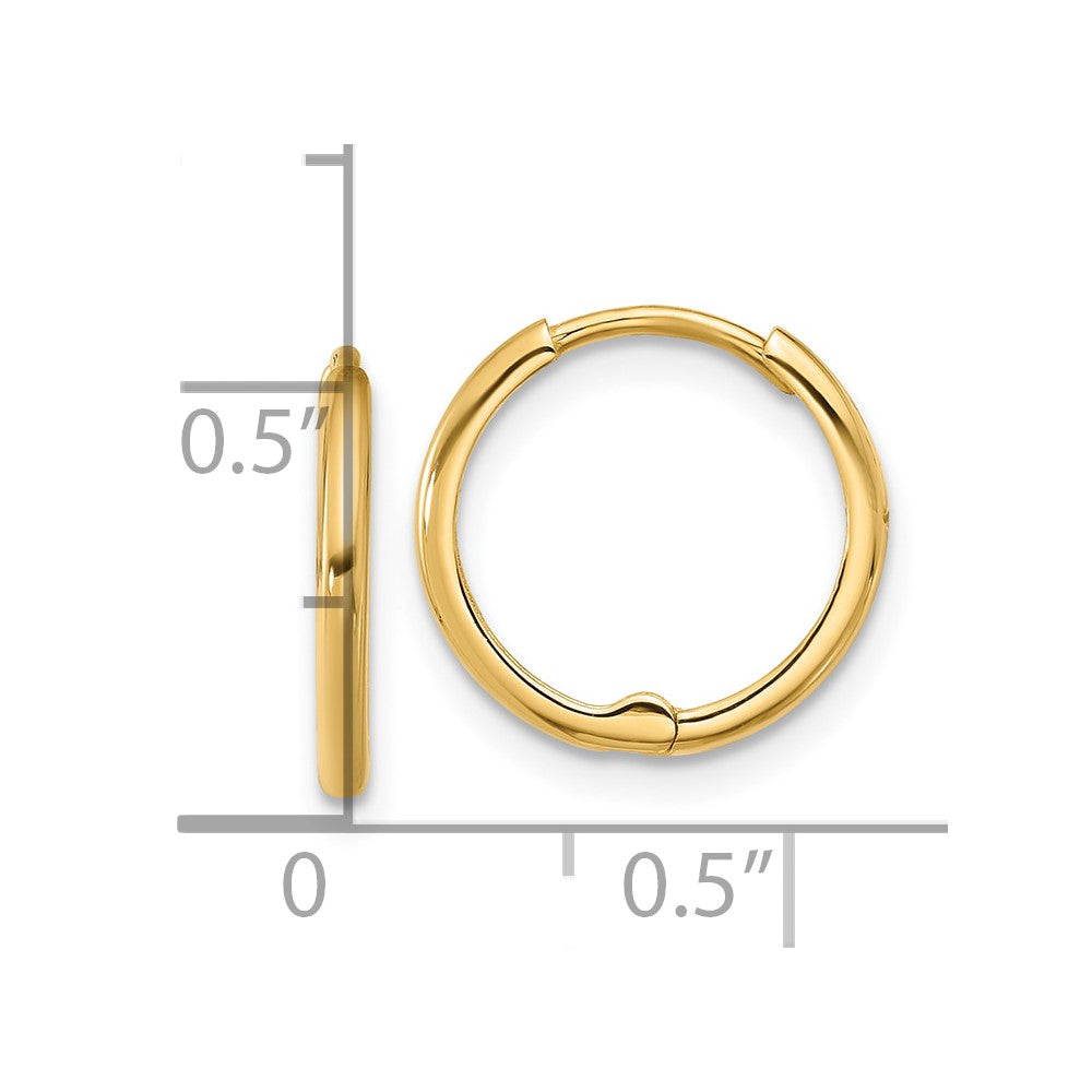 14k Polished 1.45x14mm Hinged Huggie Hoop Earrings