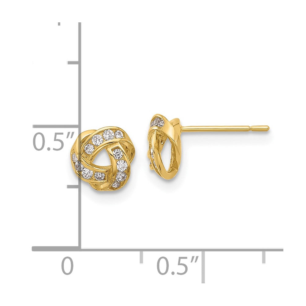 14K Polished CZ Love Knot Post Earrings