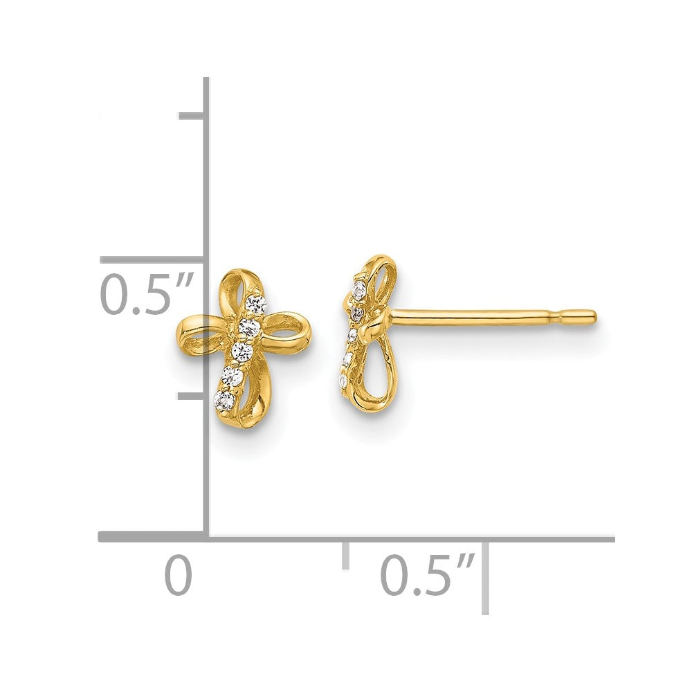 14K CZ Cross Post Earrings